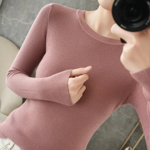 Fashion Solid O-neck Knitted Inner Sweaters
