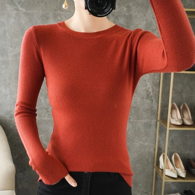 Fashion Solid O-neck Knitted Inner Sweaters