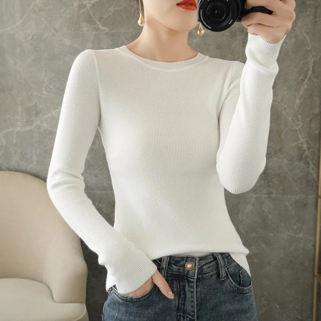 Fashion Solid O-neck Knitted Inner Sweaters