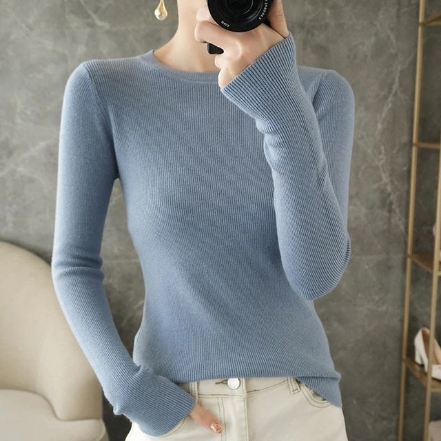 Fashion Solid O-neck Knitted Inner Sweaters