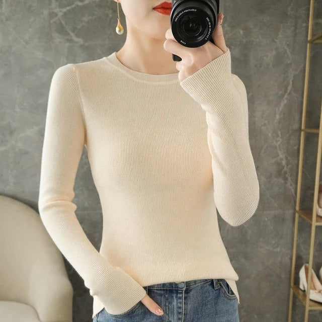 Fashion Solid O-neck Knitted Inner Sweaters