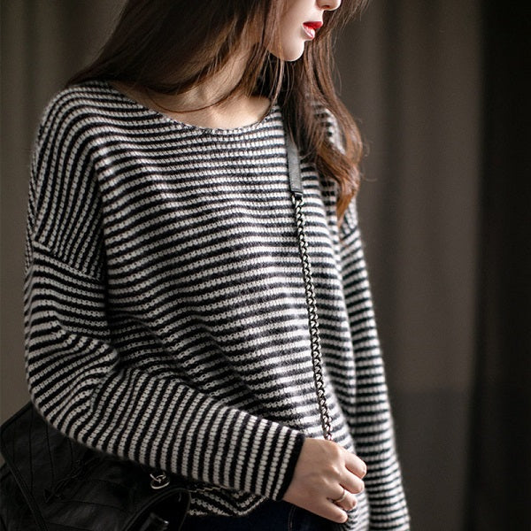 Fashion Striped Knitted Casual loose Sweaters
