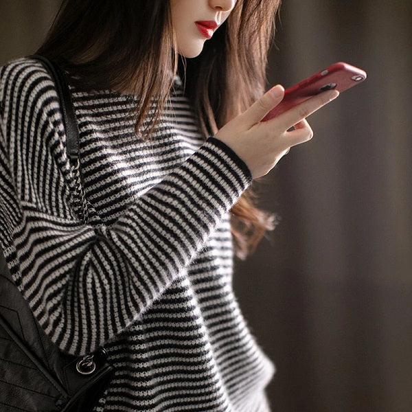 Fashion Striped Knitted Casual loose Sweaters