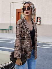 Fashion Turndown Collar Long Sleeves Plaid Shacket