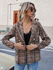 Fashion Turndown Collar Long Sleeves Plaid Shacket