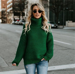 Fashion Turtle Neck Solid Color Long Sleeve Knitwear