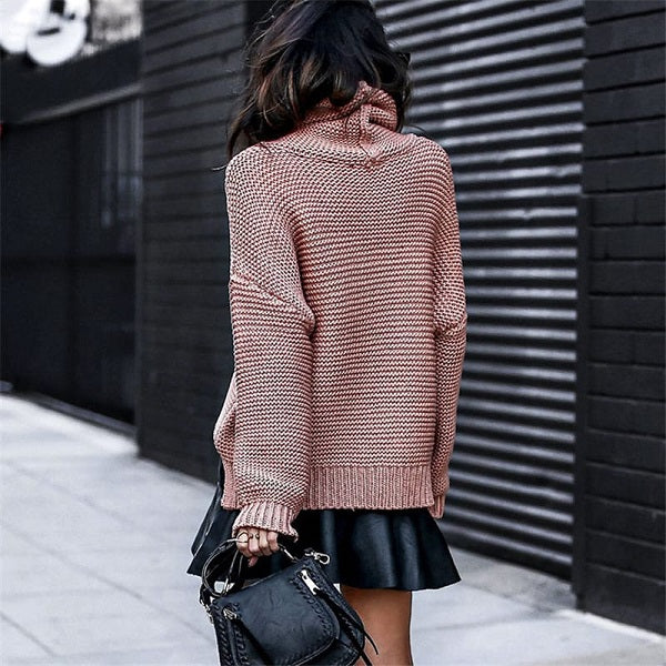 Fashion Turtle Neck Solid Color Long Sleeve Knitwear