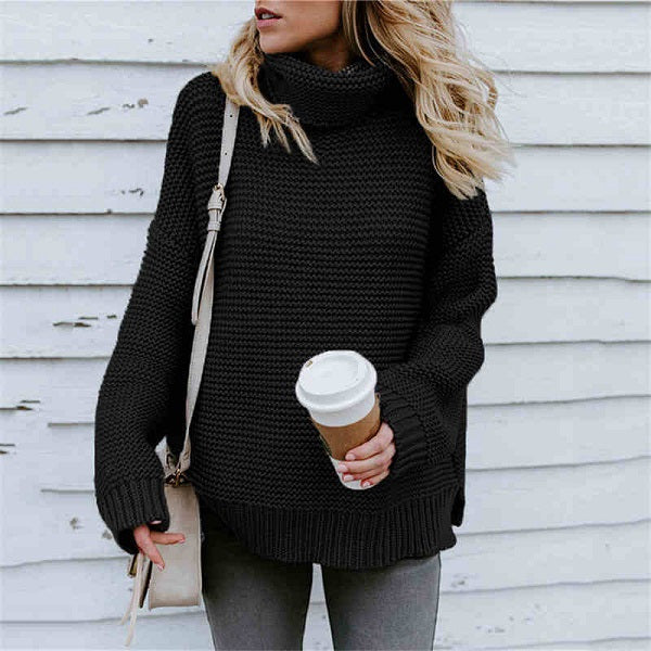 Fashion Turtle Neck Solid Color Long Sleeve Knitwear