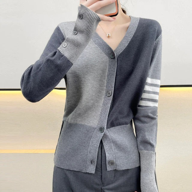 Fashion V-neck Cardigan Long Sleeves Sweater