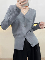 Fashion V-neck Cardigan Long Sleeves Sweater