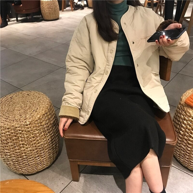 Fashion Warm Thickness Single Breasted Solid Overcoat