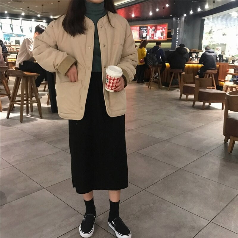 Fashion Warm Thickness Single Breasted Solid Overcoat