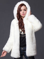 Faux Fur Coat Long Sleeve Hooded Overcoat