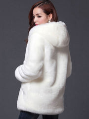 Faux Fur Coat Long Sleeve Hooded Overcoat