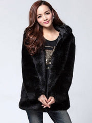 Faux Fur Coat Long Sleeve Hooded Overcoat