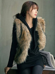 Faux Fur Vest Coat Sleeveless Faux Fur Jacket