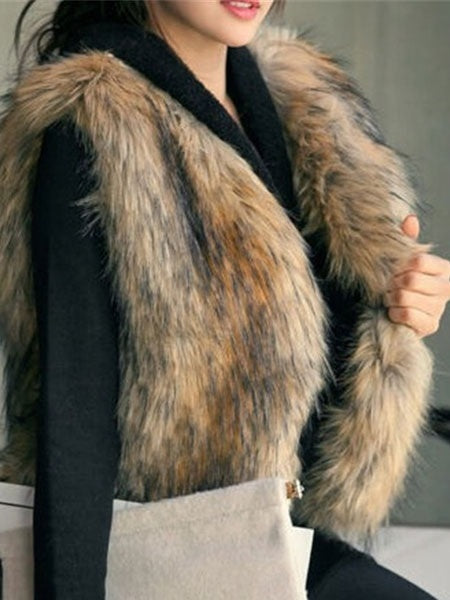 Faux Fur Vest Coat Sleeveless Faux Fur Jacket