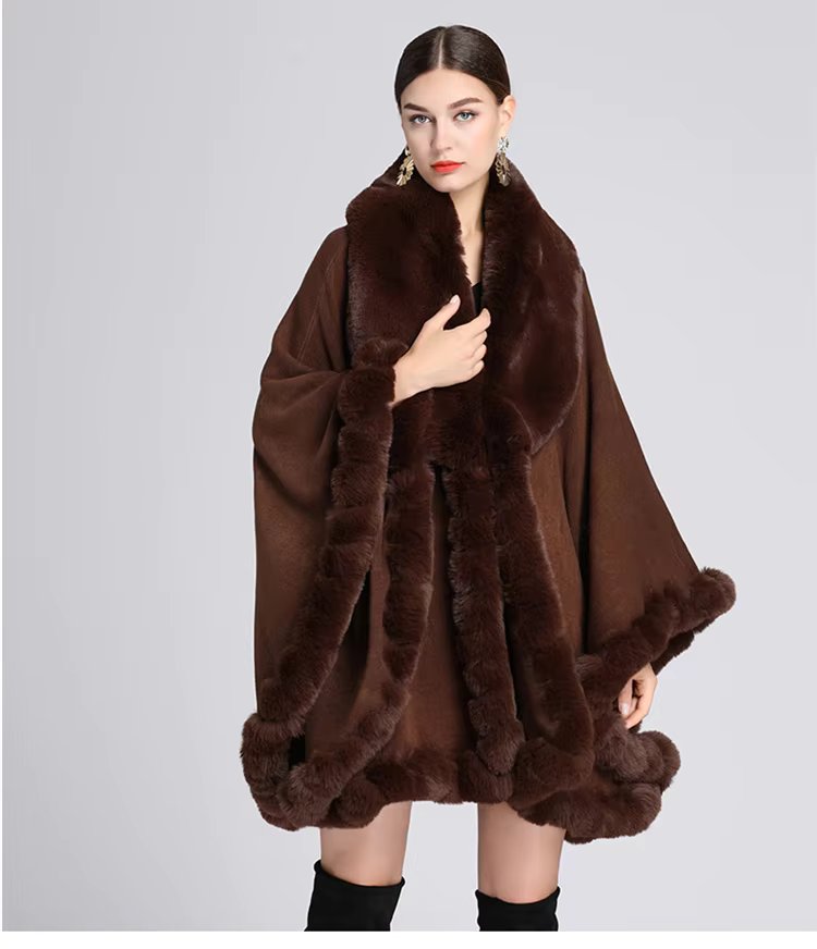 Feel Wrap Solid Waist Classic Fur Faux Elegant And Vintage Coat