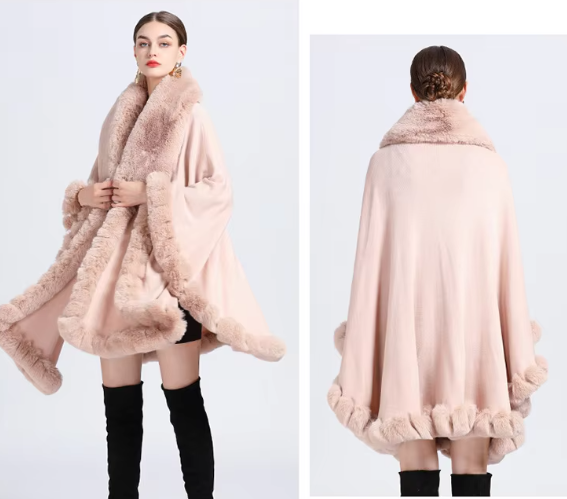 Feel Wrap Solid Waist Classic Fur Faux Elegant And Vintage Coat