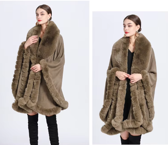 Feel Wrap Solid Waist Classic Fur Faux Elegant And Vintage Coat