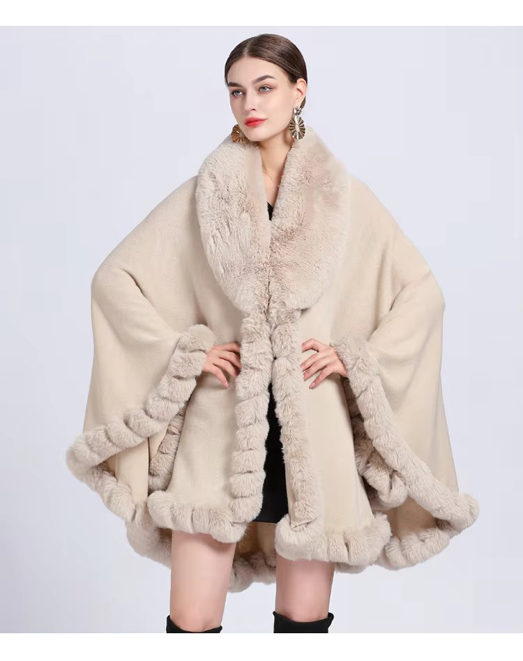 Feel Wrap Solid Waist Classic Fur Faux Elegant And Vintage Coat