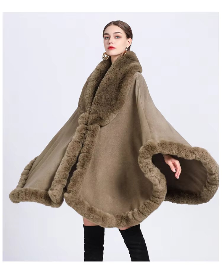 Feel Wrap Solid Waist Classic Fur Faux Elegant And Vintage Coat