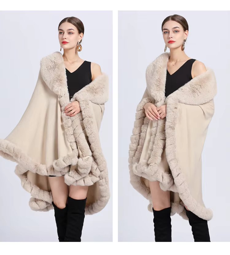 Feel Wrap Solid Waist Classic Fur Faux Elegant And Vintage Coat