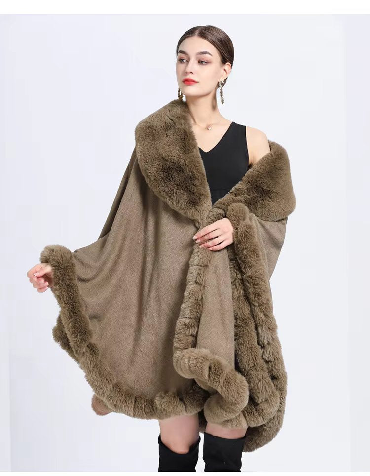 Feel Wrap Solid Waist Classic Fur Faux Elegant And Vintage Coat