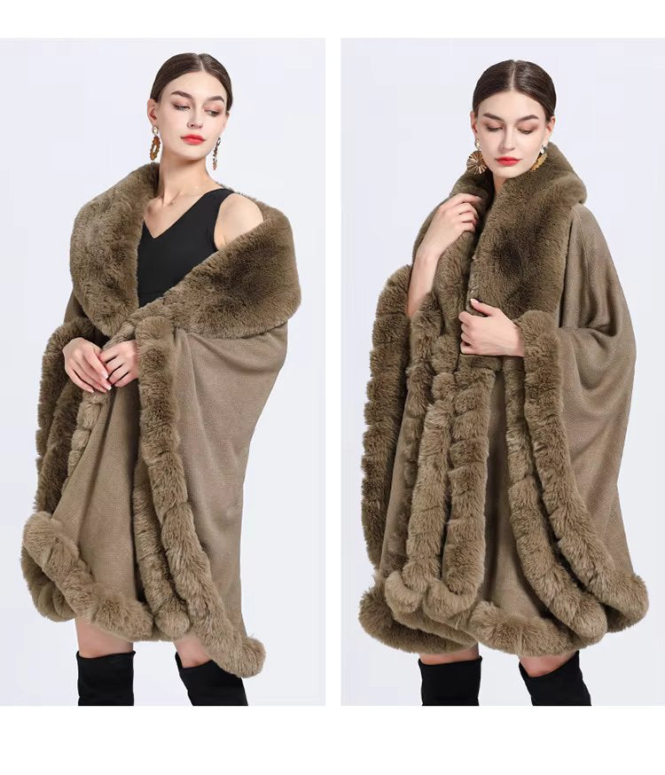 Feel Wrap Solid Waist Classic Fur Faux Elegant And Vintage Coat