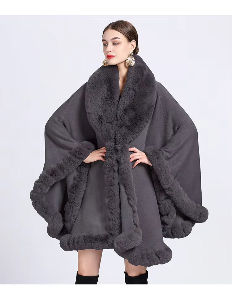 Feel Wrap Solid Waist Classic Fur Faux Elegant And Vintage Coat