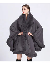 Feel Wrap Solid Waist Classic Fur Faux Elegant And Vintage Coat