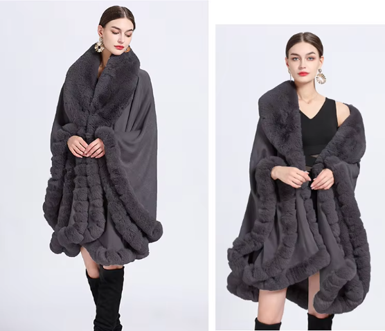 Feel Wrap Solid Waist Classic Fur Faux Elegant And Vintage Coat