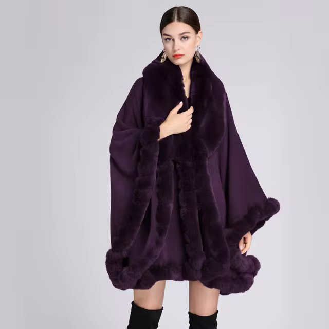 Feel Wrap Solid Waist Classic Fur Faux Elegant And Vintage Coat