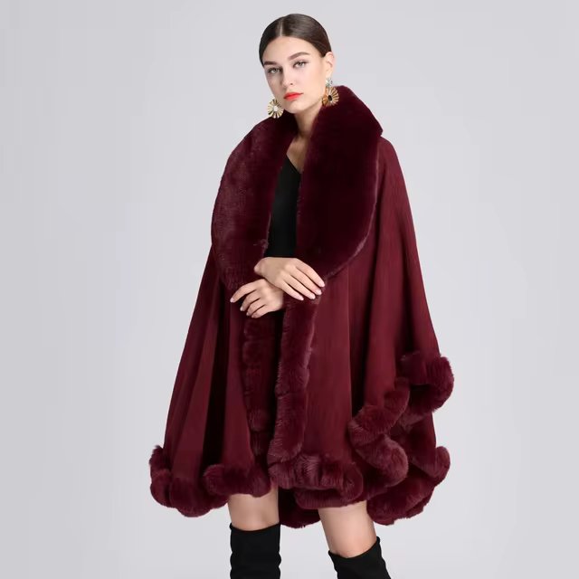 Feel Wrap Solid Waist Classic Fur Faux Elegant And Vintage Coat