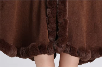 Feel Wrap Solid Waist Classic Fur Faux Elegant And Vintage Coat