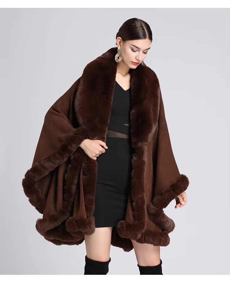 Feel Wrap Solid Waist Classic Fur Faux Elegant And Vintage Coat