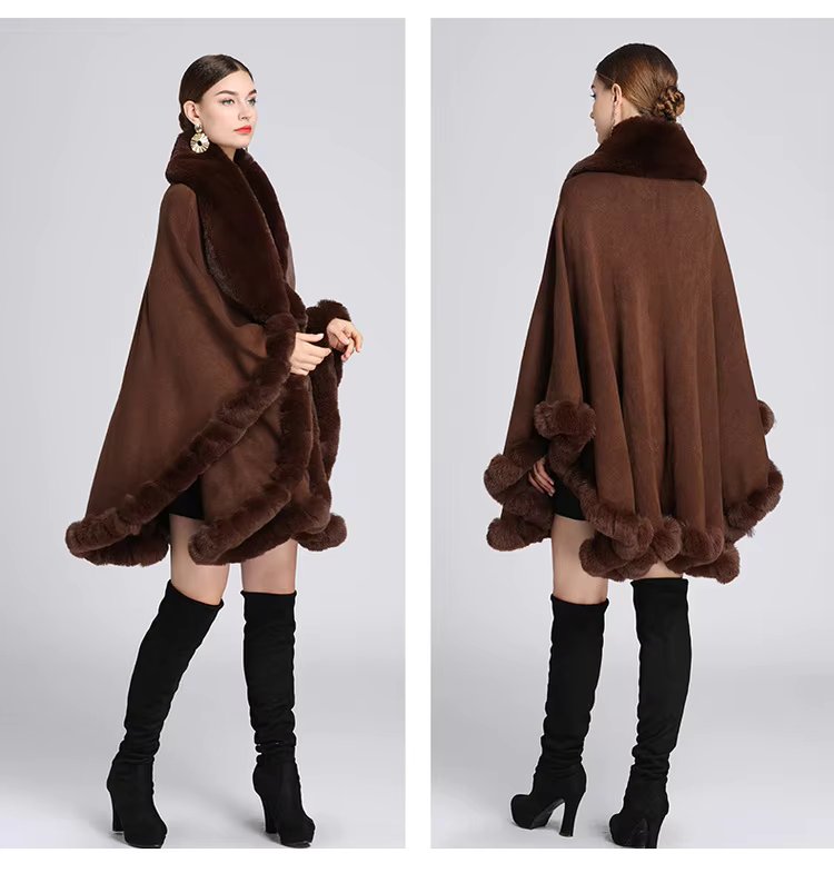 Feel Wrap Solid Waist Classic Fur Faux Elegant And Vintage Coat