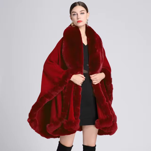 Feel Wrap Solid Waist Classic Fur Faux Elegant And Vintage Coat