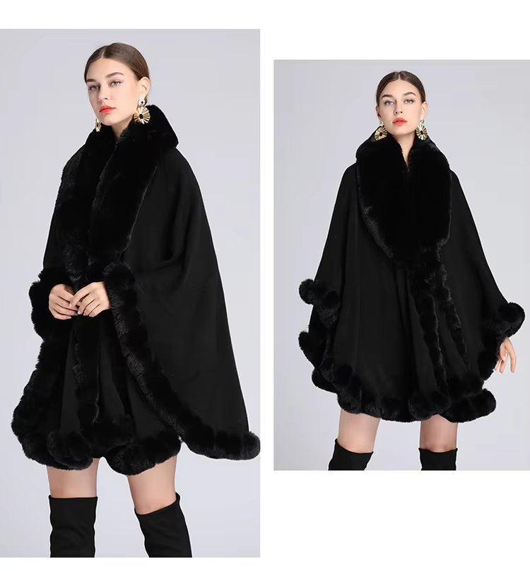 Feel Wrap Solid Waist Classic Fur Faux Elegant And Vintage Coat