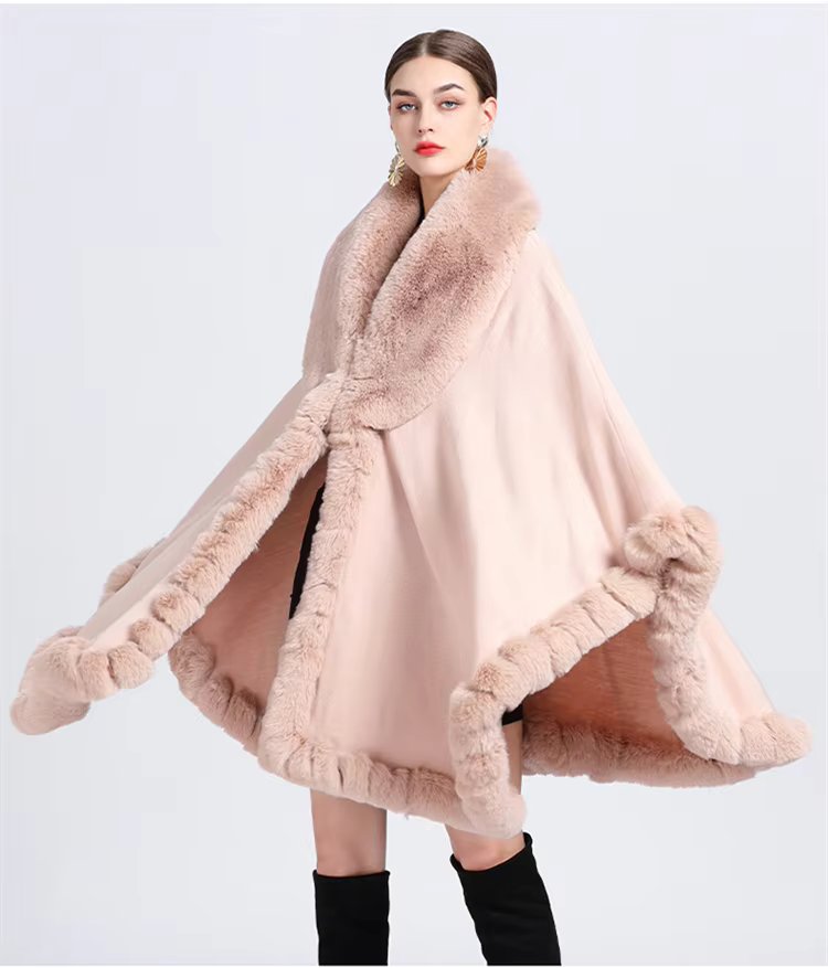 Feel Wrap Solid Waist Classic Fur Faux Elegant And Vintage Coat