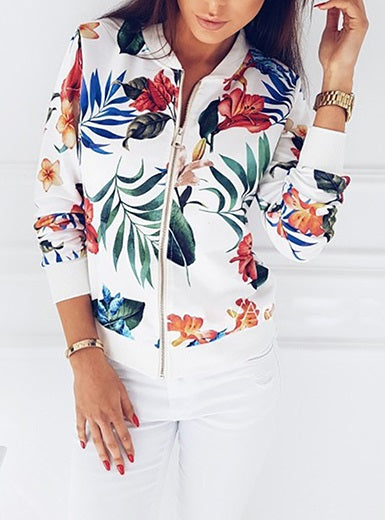 Floral Printed Bomber Style Jacket