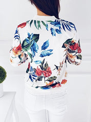 Floral Printed Bomber Style Jacket