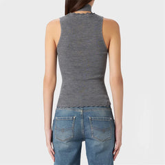 Flower decoration High quality wool blend sleeveless Elastic slim knitwear sweater