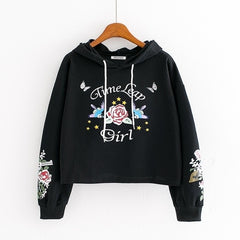 Flowers Print Casual Sweatshirt Pullovers floral Sleeve Hoodies