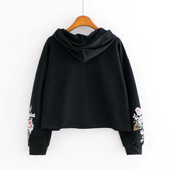 Flowers Print Casual Sweatshirt Pullovers floral Sleeve Hoodies