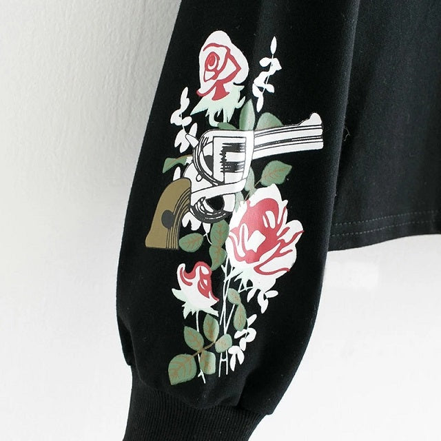 Flowers Print Casual Sweatshirt Pullovers floral Sleeve Hoodies