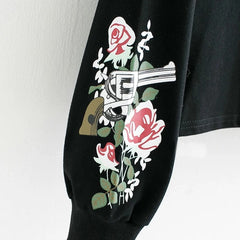 Flowers Print Casual Sweatshirt Pullovers floral Sleeve Hoodies