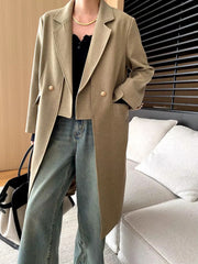 Formal Double Breasted Lapel Long Sleeve Spliced Blazer