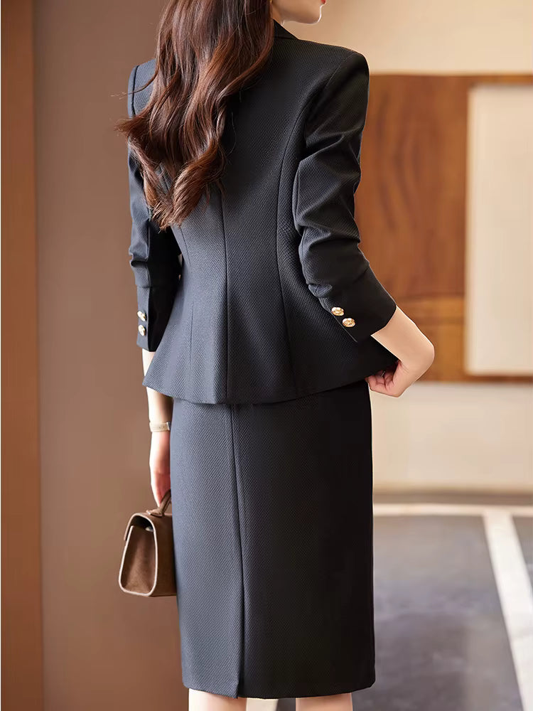 Formal High Quality Business Work Blazer And Skirt Two Piece Set