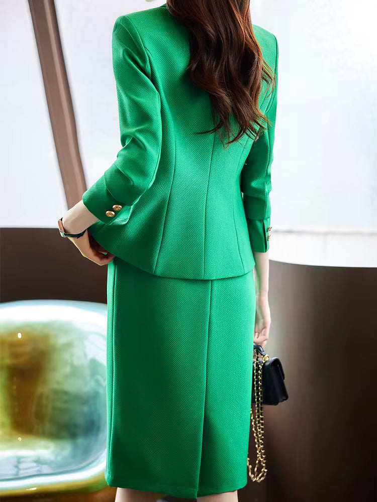 Formal High Quality Business Work Blazer And Skirt Two Piece Set